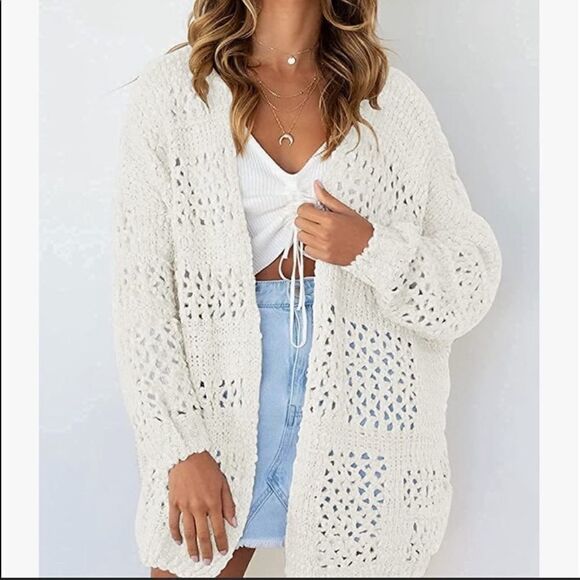 NEW Batwing Sleeves Hollow Out Cardigan Sweater - Picture 5 of 16